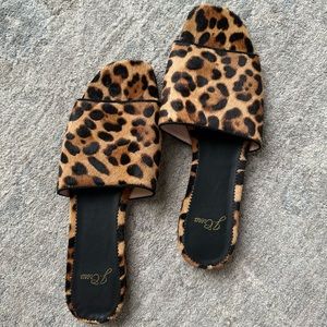 JCrew Leopard Slides. 8.5